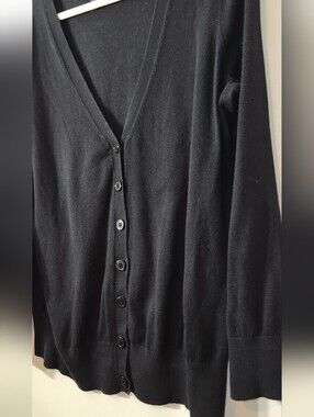 Lane Bryant Black Soft Faded Comfy V-Neck Button Front Cardigan 18